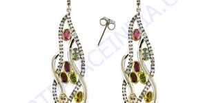 Cubic Zircon and Tourmaline Earring