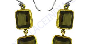 Smokey Quartz Brass Earring