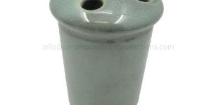 Designer Ceramic Toothbrush Holders Green Coated