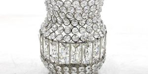 Iron Crystal Round Candle Votive Holder