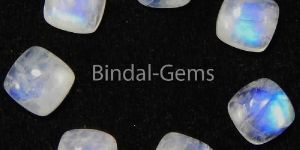 Natural Rainbow Moonstone Cushion Flat Back Cabochon