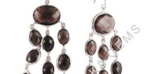 Designer Earrings Smoky Quartz 925 Sterling Silver Dangle Earring