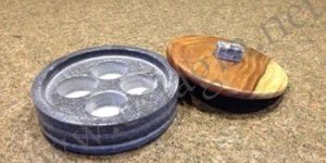 Grey Marble with Wood Pinch Pot