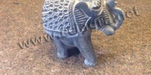 Grey Soapstone Elephant Sculptures