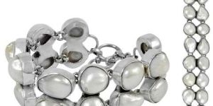 Fashion Design Pearl Gemstone Sterling Silver Bracelet Jewelry