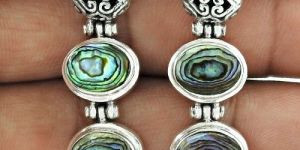 Graceful 925 Sterling Silver Abalone Shell Gemstone Earring Jewelry