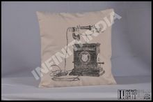 Vintage Old Telephone Print Canvas Cushion,