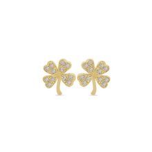 Leaf Design CZ Set Stud Earring