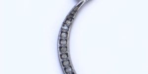 Oxidized Silver Diamond Crescent Moon Pendant