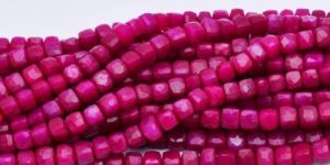 Red Ruby 6-7mm Faceted Square Bead 8 Inch Long Strand