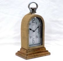 Metal and Wooden Sack Coated Decorative Analog Table Clock