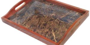 Wooden Serving Tray with Aluminium Base, A Perfect Gift Item.