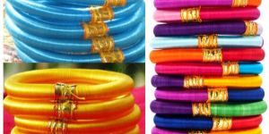 10 Solid Color Silk Thread Wrap Bangles Bracelet