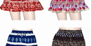 Cotton Mini Wrap Boho Block Print Skirt