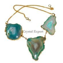 Green Agate Slice Necklace