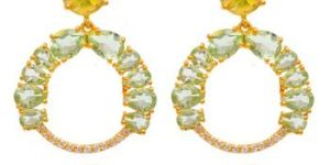 Green Amethyst Gold Plated Hoop Earring