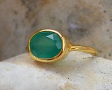 Green Onyx Gold Plated Ring