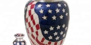 Brass Cremation Urn American Flag