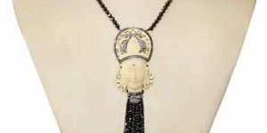 GEMSTONE BEADED TASSEL NECKLACE