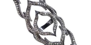 SILVER DIAMOND FINGER LONG RING