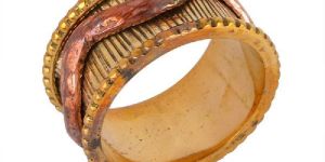 18K Gold Plated Copper and Brass Textured Spinner Ring