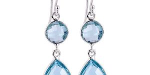 Blue Toapz Gemstone 925 Sterling Silver Dangling Earring