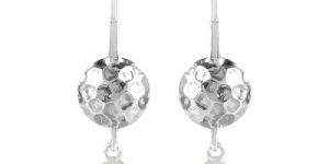 Hammered Design Blue Stone Solid Silver Earring