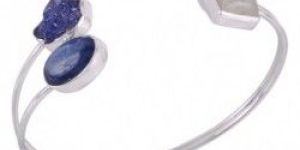Rough Tanzanite Solid Silver Handmade Cuff Bracelet