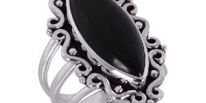 Natural Black Onyx Gemstone 925 Sterling Silver Ring