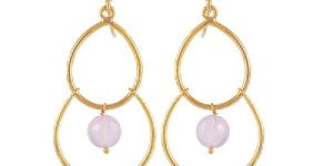 Rose Quartz Gold Plated Solid Silver Double Dangle Earring