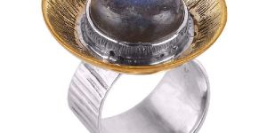 Two Tone Unique Designer Sterling Silver And Brass Metal Ring