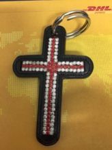 LEATHER CROSS KEY CHAIN