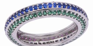Multi Cubic Zirconia Three Layer Band Ring