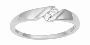 Tri Cubic Zirconia Stone Band 925 Sterling Silver Ring