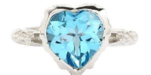 Valentine Love Heart Blue Topaz Sterling Silver Ring