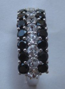 Gold Ring with Black Spinel and White Topaz