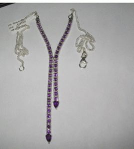 Long Necklace Amethyst Round and Pear Cut Stone