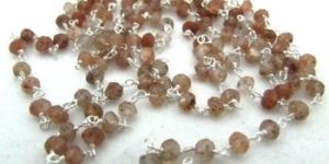 Silver Cooper Rutilated Roundel Faceted Rosary Chain