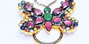 Silver Handmade Gold Plated Brooches Pendant Ring