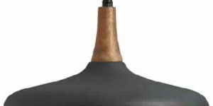 Dark Grey Wood and Metal Pendant Light