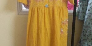 Cotton Long Kurta Dress with Pockets