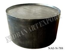 Iron Metal Acid Cutting Gun Metal Plating Round Coffee Table