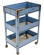 IRON METAL SHABBY CHICK FINISH GARDEN TROLLY RACK