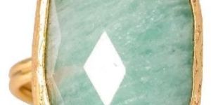 Amazonite Gold Plated Handmade Adjustable Turkish Rings