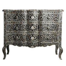 Industrial Black Bone Inlay Multiple Drawers Cabinet