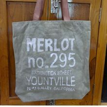 Industrial Leather Canvas Tote Handbag