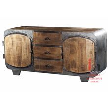 Metal Framed and Old Wood TV Stand