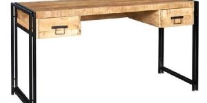 Solid Mango Wood 2 Drawer Office Desk