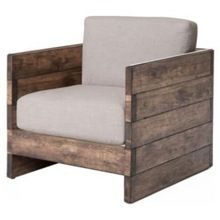 Solid Wood Single Seater Sofa with Fabric Seat
