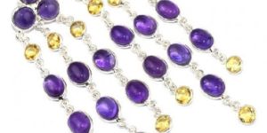 Amusing Danggler Shape Citrine Amethyst 925 Sterling Silver Earring